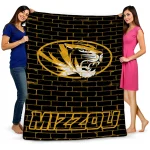 missouri tigers brick grid black quilt blanket best selling
