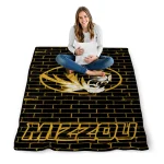 missouri tigers brick grid black quilt blanket best selling
