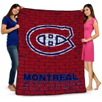 montreal canadiens brick grid red quilt blanket best selling