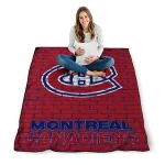 montreal canadiens brick grid red quilt blanket best selling