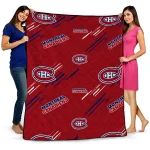montreal canadiens sketch lines red quilt blanket best selling