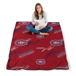 montreal canadiens sketch lines red quilt blanket best selling