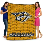 nashville predators brick grid gold quilt blanket best selling