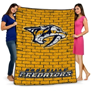 nashville predators brick grid gold quilt blanket best selling
