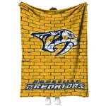 nashville predators brick grid gold quilt blanket best selling