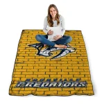 nashville predators brick grid gold quilt blanket best selling