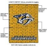 nashville predators brick grid gold quilt blanket best selling