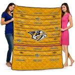 nashville predators handdrawn stripes gold quilt blanket best selling