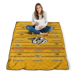 nashville predators handdrawn stripes gold quilt blanket best selling