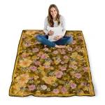 nashville predators hibiscus foliage gold quilt blanket best selling