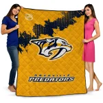 nashville predators nhl shield gold quilt blanket best selling