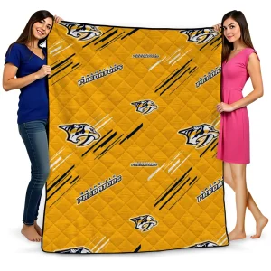 nashville predators sketch lines gold quilt blanket best selling