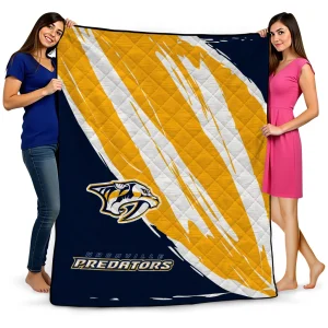 nashville predators stroke art gold white quilt blanket best selling