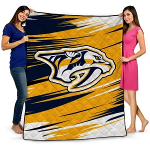 nashville predators wild lines gold white quilt blanket best selling