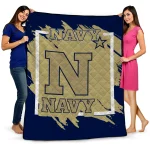 navy midshipmen block border blue quilt blanket best selling