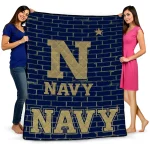 navy midshipmen brick grid blue quilt blanket best selling