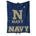 navy midshipmen brick grid blue quilt blanket best selling