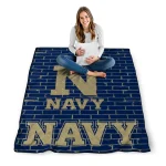 navy midshipmen brick grid blue quilt blanket best selling