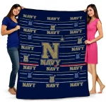 navy midshipmen handdrawn stripes blue quilt blanket best selling