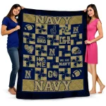 navy midshipmen helmet heart blue quilt blanket best selling