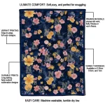navy midshipmen hibiscus foliage blue quilt blanket best selling