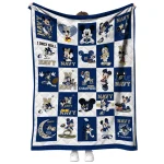 navy midshipmen mickey mouse motif blue white quilt blanket best selling