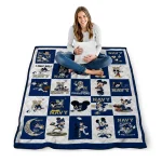 navy midshipmen mickey mouse motif blue white quilt blanket best selling