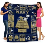 navy midshipmen snoopy love blue quilt blanket best selling