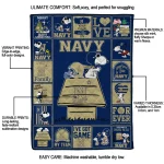 navy midshipmen snoopy love blue quilt blanket best selling