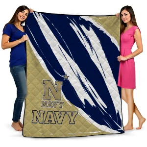 navy midshipmen stroke art blue white quilt blanket best selling