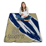 navy midshipmen stroke art blue white quilt blanket best selling