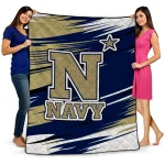 navy midshipmen wild lines blue white quilt blanket best selling