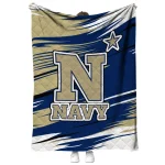navy midshipmen wild lines blue white quilt blanket best selling