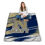 navy midshipmen wild lines blue white quilt blanket best selling