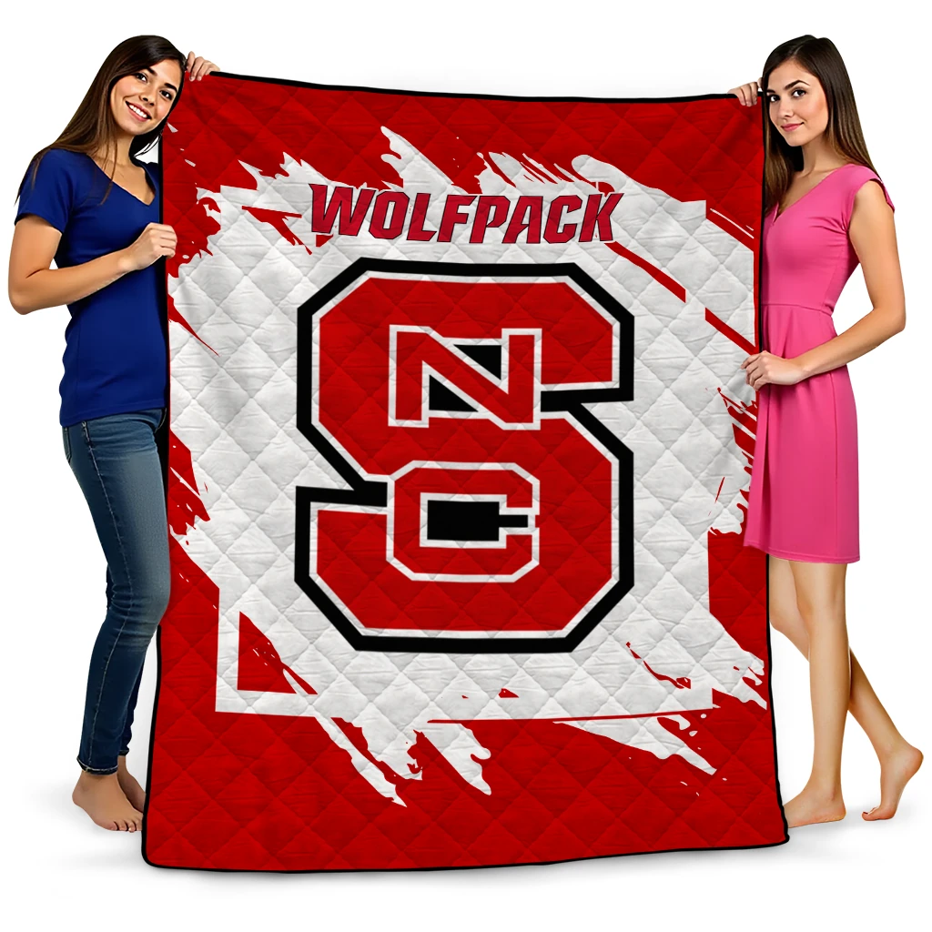 nc state wolfpack block border red quilt blanket best selling