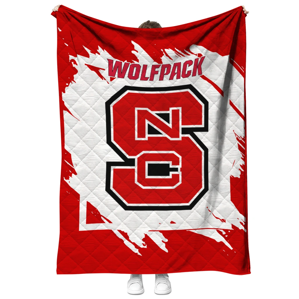 nc state wolfpack block border red quilt blanket fashion forward