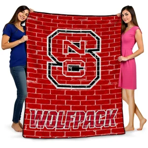 nc state wolfpack brick grid red quilt blanket best selling