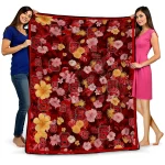 NC State Wolfpack Hibiscus Foliage Red Quilt Blanket 1 nc state wolfpack hibiscus foliage red quilt blanket best selling
