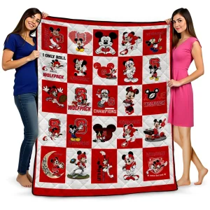 nc state wolfpack mickey mouse motif red white quilt blanket best selling