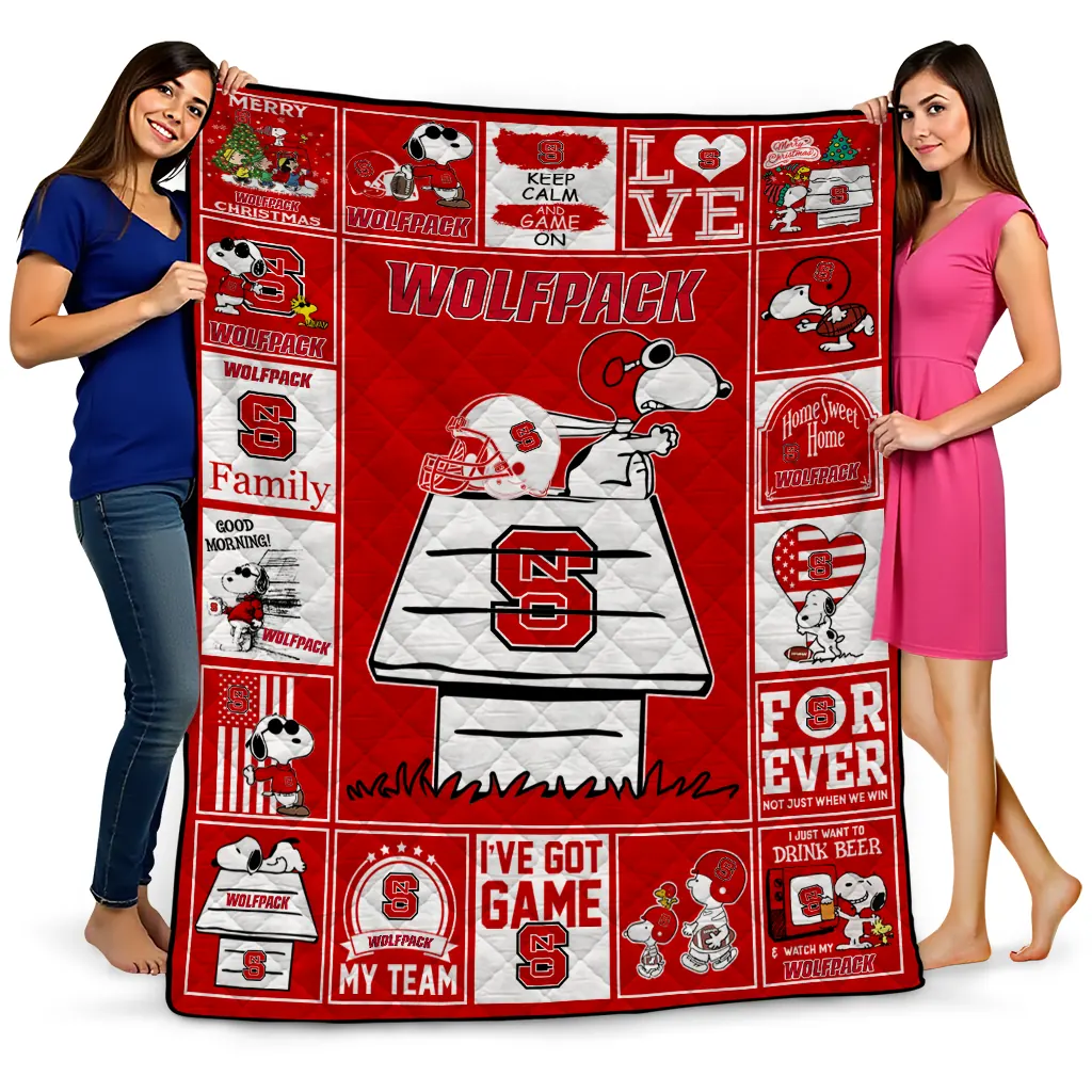 nc state wolfpack snoopy love red quilt blanket best selling nc state wolfpack snoopy love red quilt blanket best selling