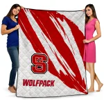 nc state wolfpack stroke art red white quilt blanket best selling