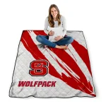 nc state wolfpack stroke art red white quilt blanket best selling