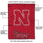 nebraska cornhuskers brick grid red quilt blanket best selling