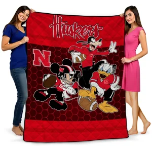 nebraska cornhuskers disney football red quilt blanket best selling