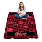 nebraska cornhuskers helmet heart red quilt blanket best selling