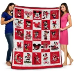 nebraska cornhuskers mickey mouse motif red white quilt blanket best selling