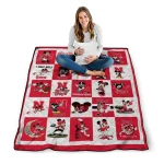 nebraska cornhuskers mickey mouse motif red white quilt blanket best selling