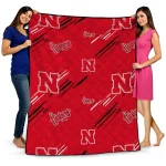 nebraska cornhuskers sketch lines red quilt blanket best selling