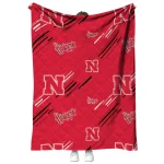 nebraska cornhuskers sketch lines red quilt blanket best selling