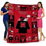nebraska cornhuskers snoopy love red quilt blanket best selling